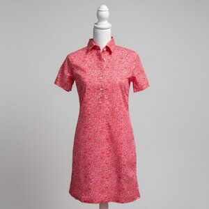 Ann Mashburn pink and red floral popover dress, size XS